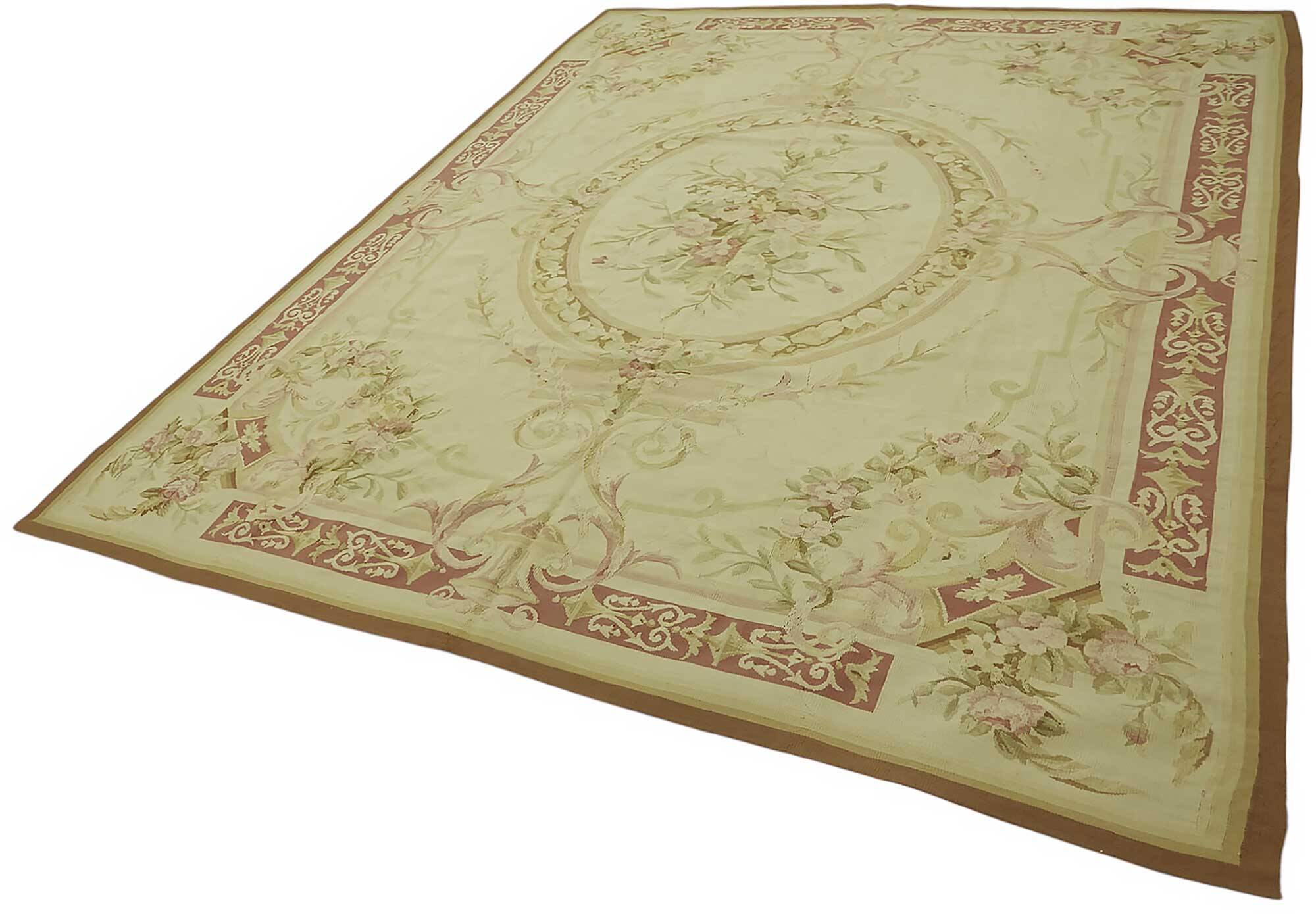 Handmade European Vintage Aubusson Kilim 237 cm x 290 cm
