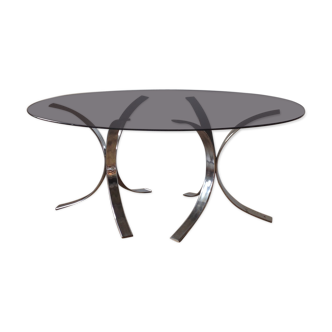 Oval table tray glass footing metal