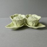 Salière et poivrière en barbotine, forme chou