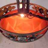 Lampe suspendue Art Déco avec bol en verre et 3 calices, années 1930