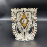 Wedding vase, white porcelain of paris, gold decoration, gilded, flowers, decoration