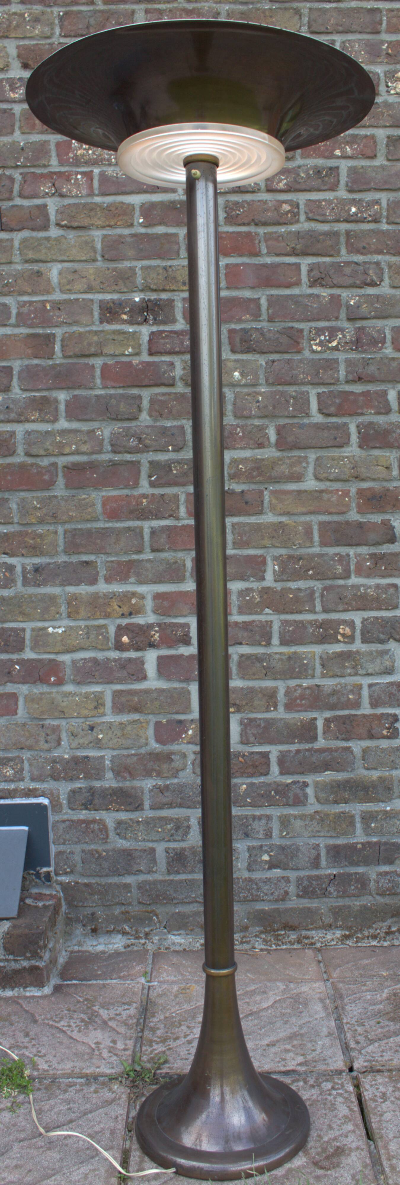 Old copper art deco floor lamp