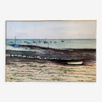 Aquarelle sur papier "Ile de Ré" Signée en bas à droite André Duculty (1912-1990)