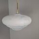 Napako Midcentury Modern Pendant Lamp in Opaline Glass and Brass, Czechoslovakia