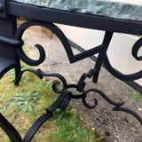 Low marble and black metal table