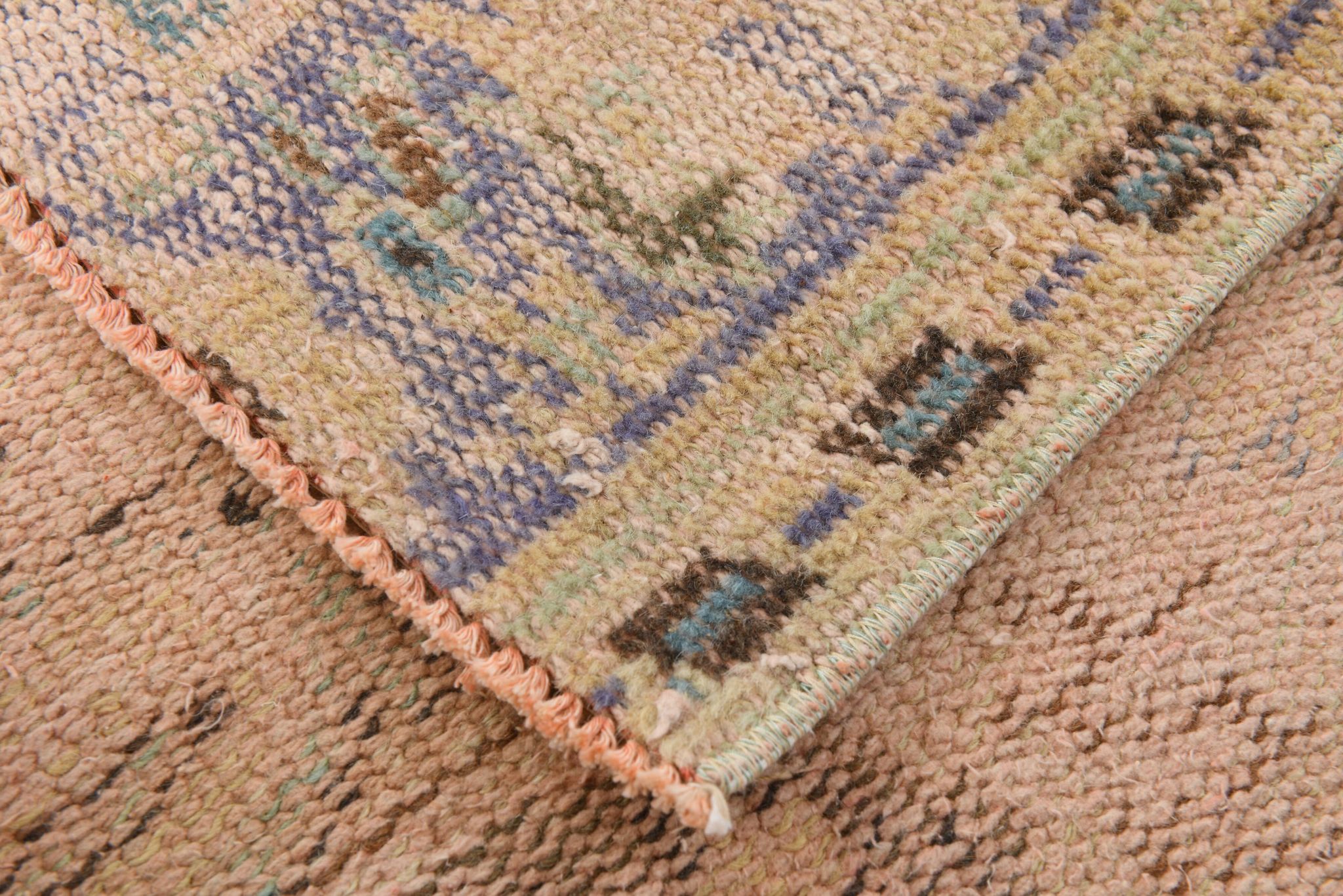 Tapis vintage beige, tapis turc vintage délavé par le soleil, tapis beige