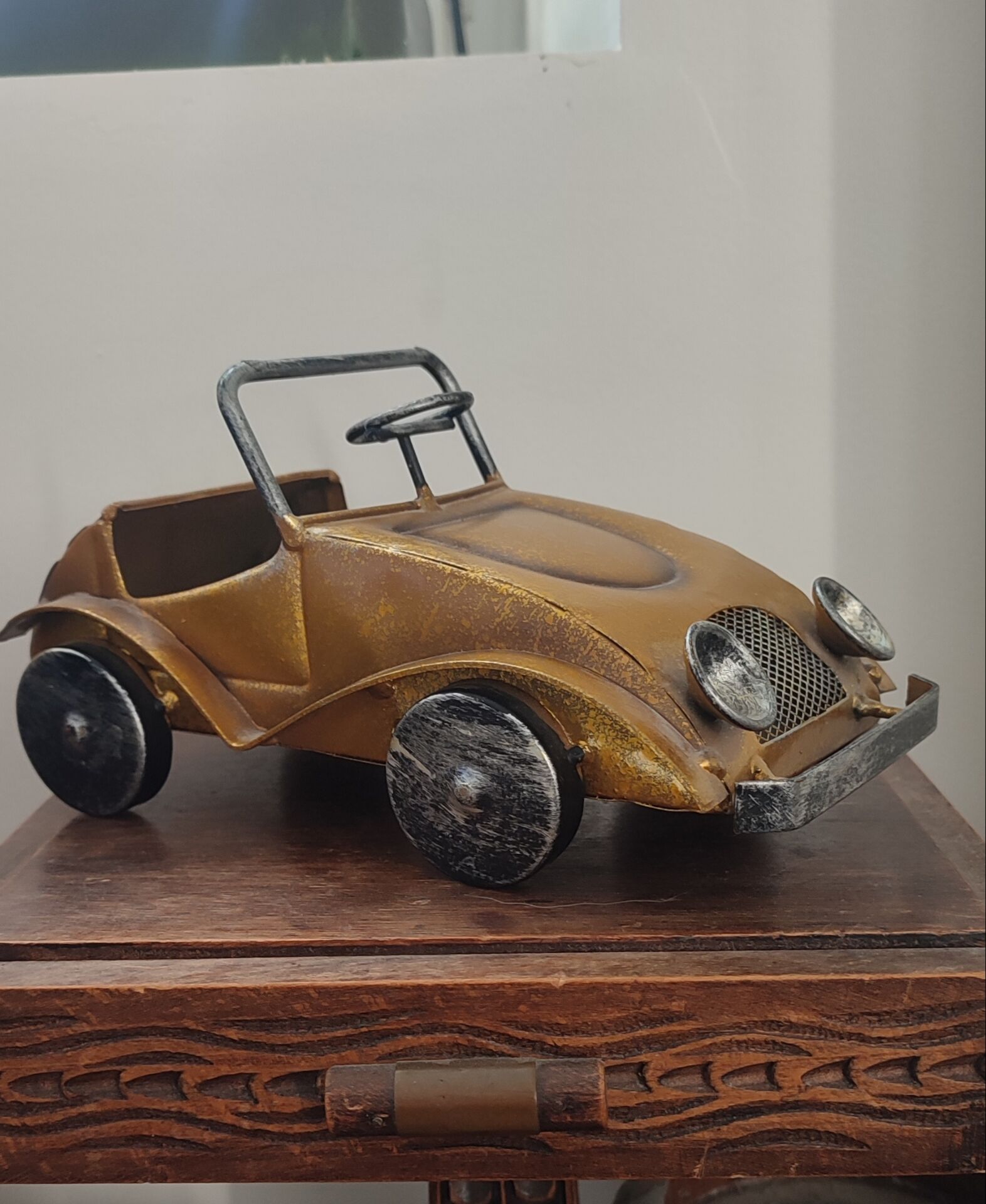 Vintage metal car in industrial style