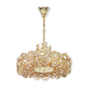 Lustre en laiton doré et verre cristal incrusté par Palwa, Allemagne, années 1970