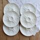 6 vintage white earthenware oyster plates