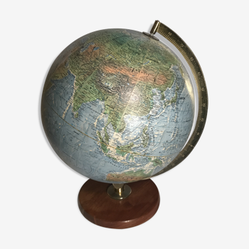 Lampe Globe Terre SCAN GLOBE A/S Danemark + Pied Tulipe + Arceau Métal Doré