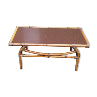 Bamboo and leather coffee table