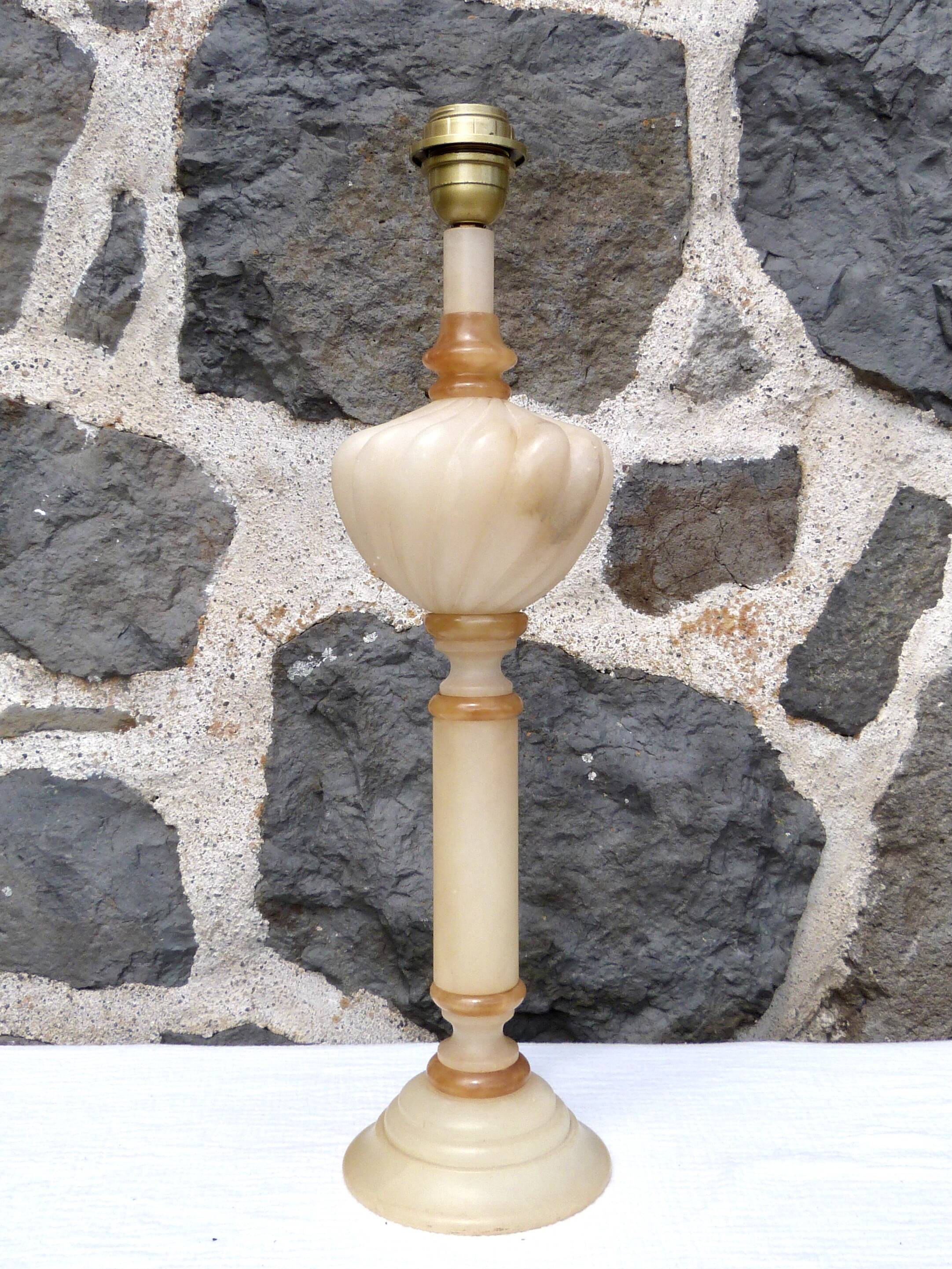 Alabaster and marble lamp base