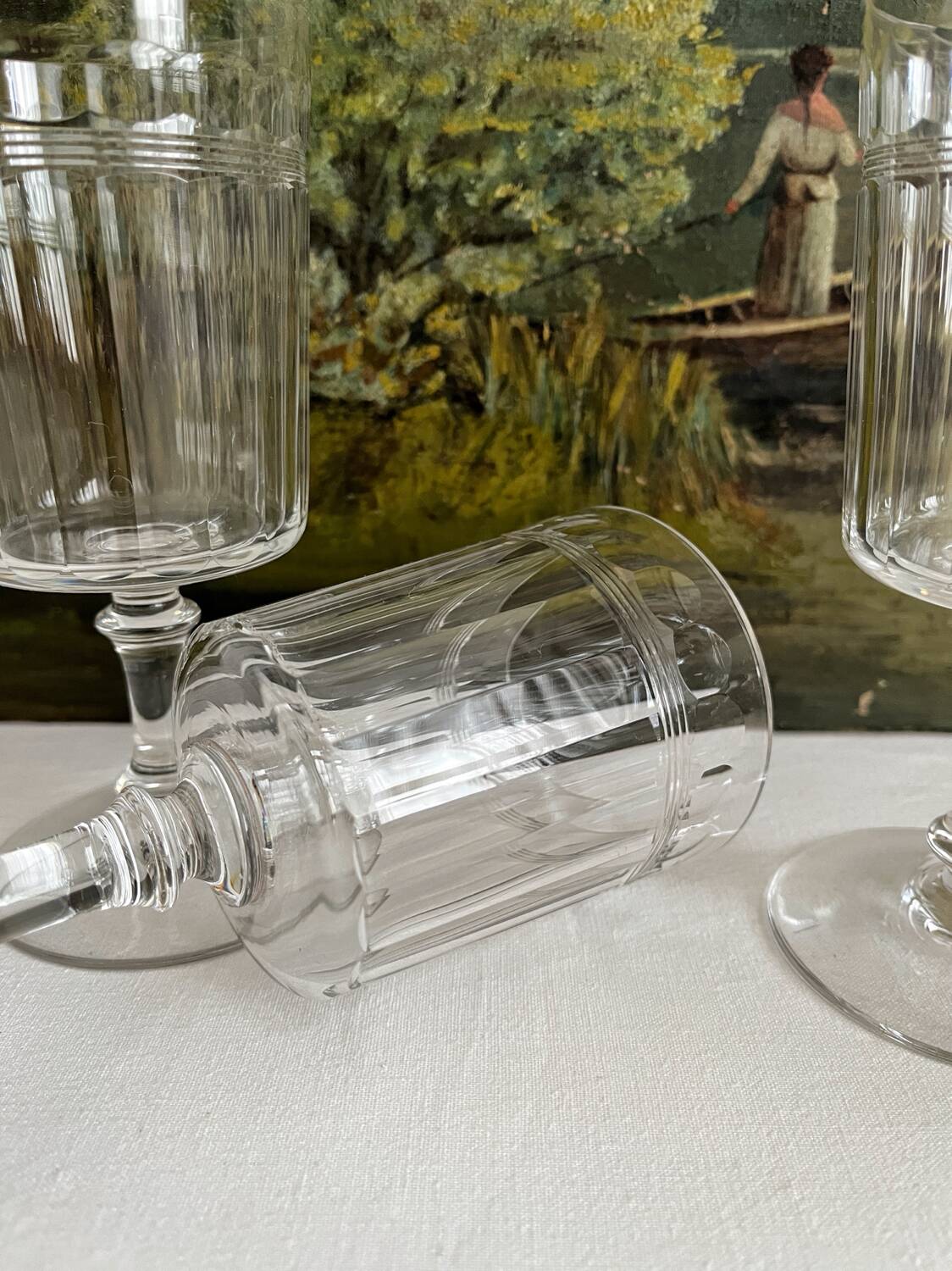 4 Baccarat cut crystal water/wine glasses, Chicago model