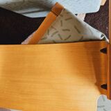 Set of 4 wooden and fabric chairs, 70s