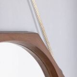 Vintage 1970s wall mirror in wood and rope, Italian design