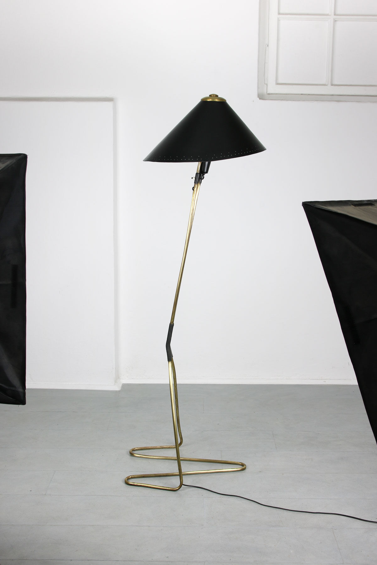 Mid-century brass floor lamp