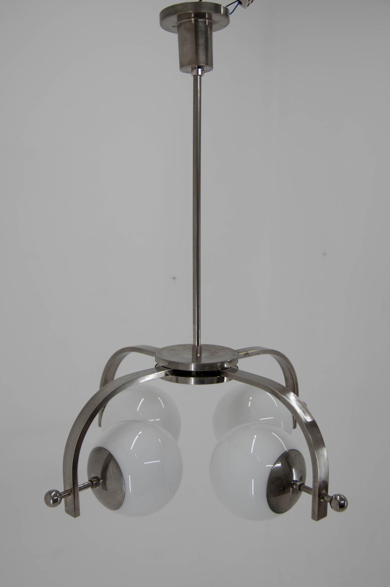 Bauhaus nickel-plated chandelier, 1930s