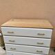 XXL vintage chest of drawers in solid fir, revamped in white and wood.