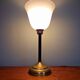 Large Art Deco table lamp, in brass and white opaline, 1920s-3