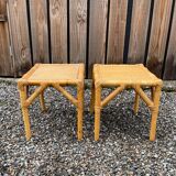 Pair of rattan bedside nesting tables, Mid-Century