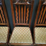 Lot suite de 4 chaises et 2 fauteuils en chêne sculpté, pieds en bobine, années 1900