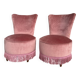 Pair of frog armchairs in pink velvet