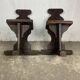 Pair of brutalist oak stools