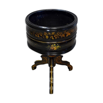 Napoleon III planter in blackened wood and gilded decorations, XIXth century