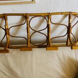 Vintage rattan wall-mounted coat rack