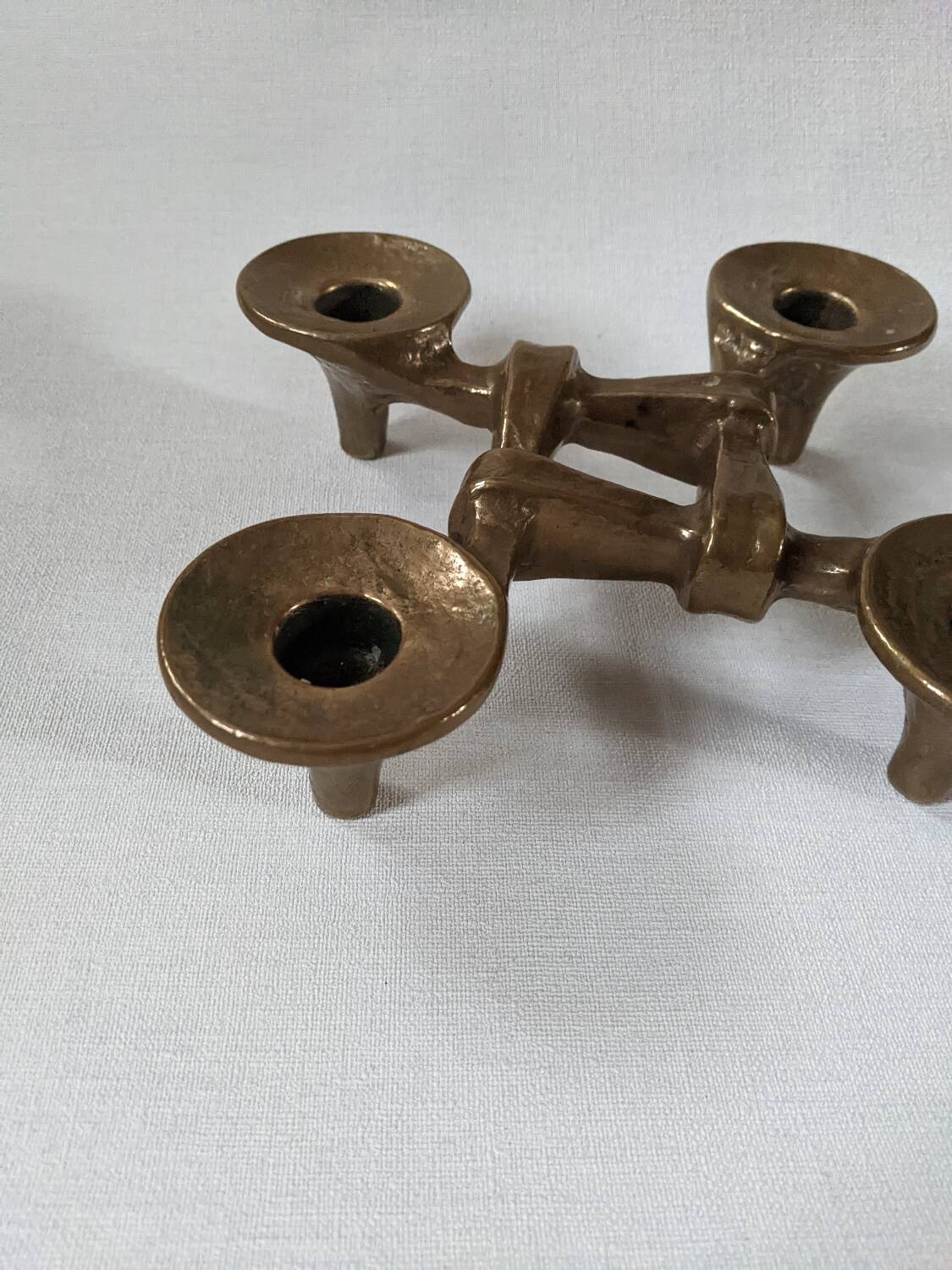 Contemporary Scandinavian Brutalist Design Bronze Candlestick