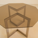 Dining table "two legs" octagonal metal 70's