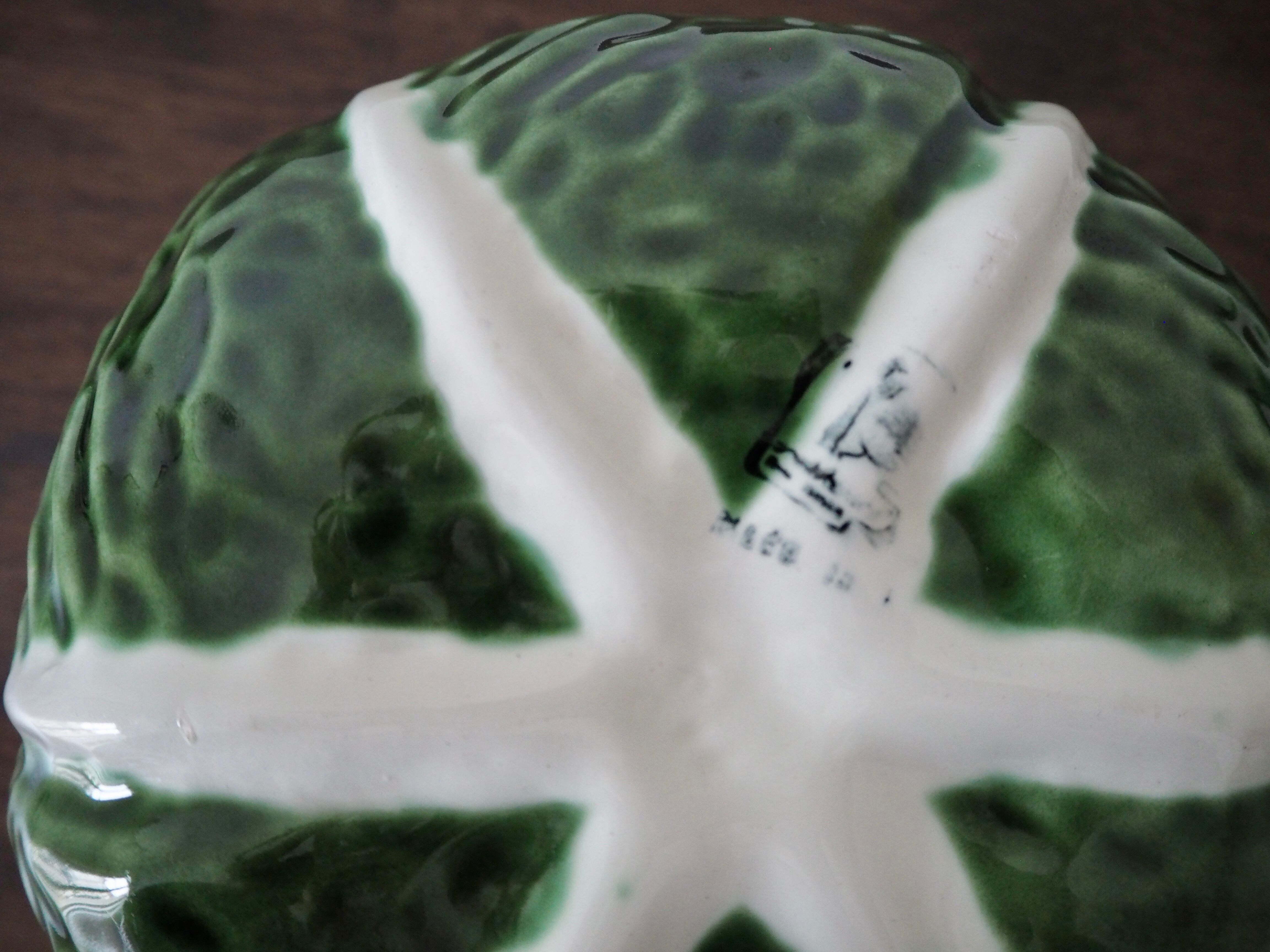 Souptureen and dish in cabbage slip