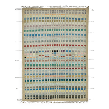 Tapis rustique turc tissé à la main en laine multicolore 211 cm x 305 cm