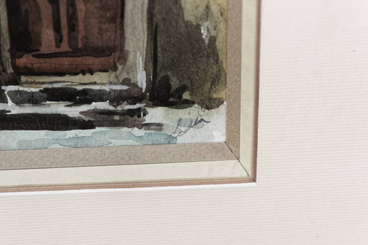 Pair of watercolors, doors, architectural details