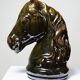 Vintage 1980s glazed terracotta chess knight or horse head.