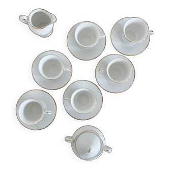 Service à thé / café vintage porcelaine liseré doré 6 personnes sucrier et pot à lait