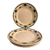 5 flat art deco plates signed Badonviller, Sans Souci model