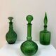 Carafe italienne Empoli en verre vert émeraude - Années 60