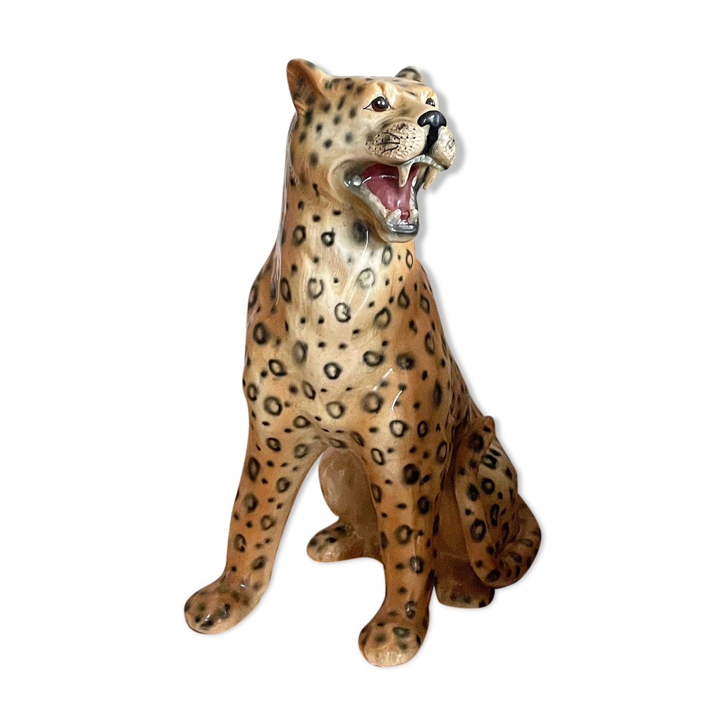 Old leopard faience-ceramic art deco vintage