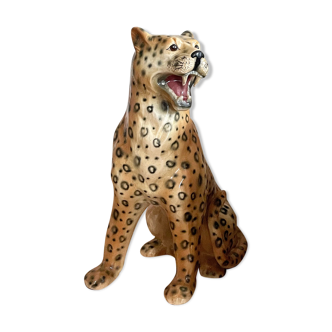 Old leopard faience-ceramic art deco vintage