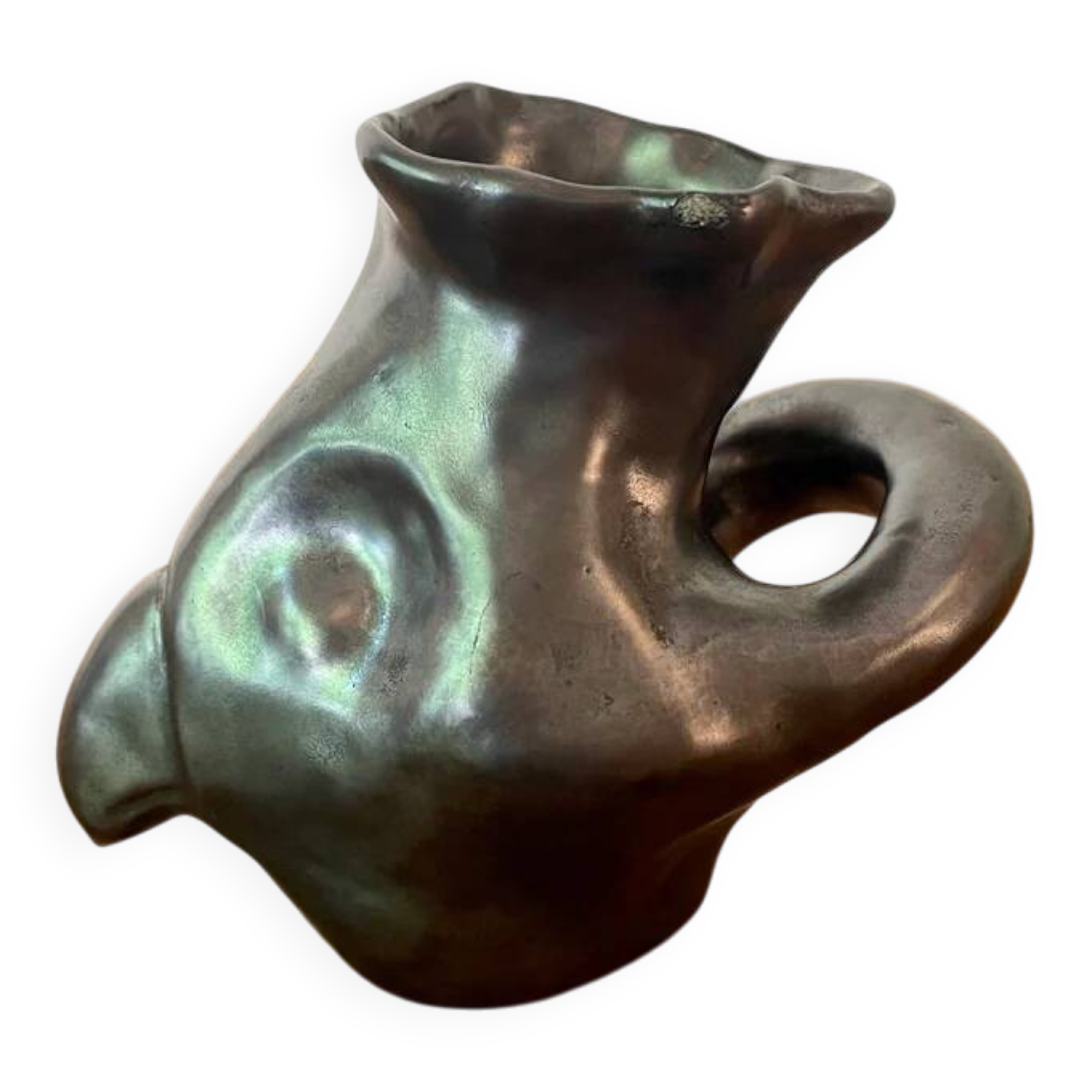 Zoomorphic glazed earthenware vase by René Delarue, 1950s
