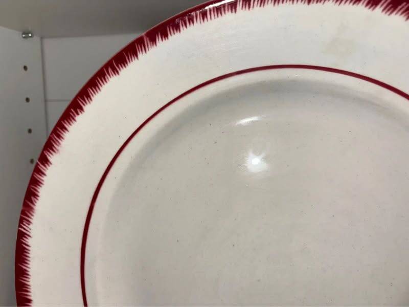 Antique deep earthenware dish FB Badonviller