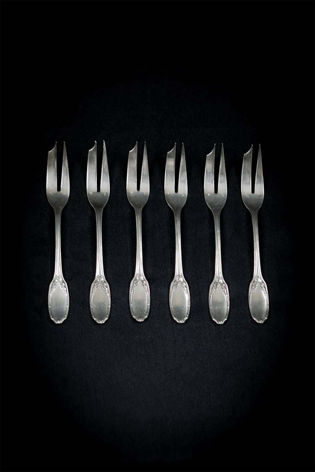 Alfenide – Christofle six silver-plated shellfish forks