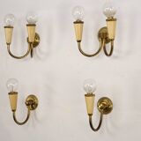 Set of four Mid-Century sconces in lacquer and brass. Italy 1950s