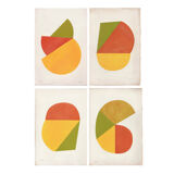 Series of 4 collages on old paper signed Eawy