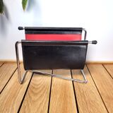 Vintage mail rack in metal and leather