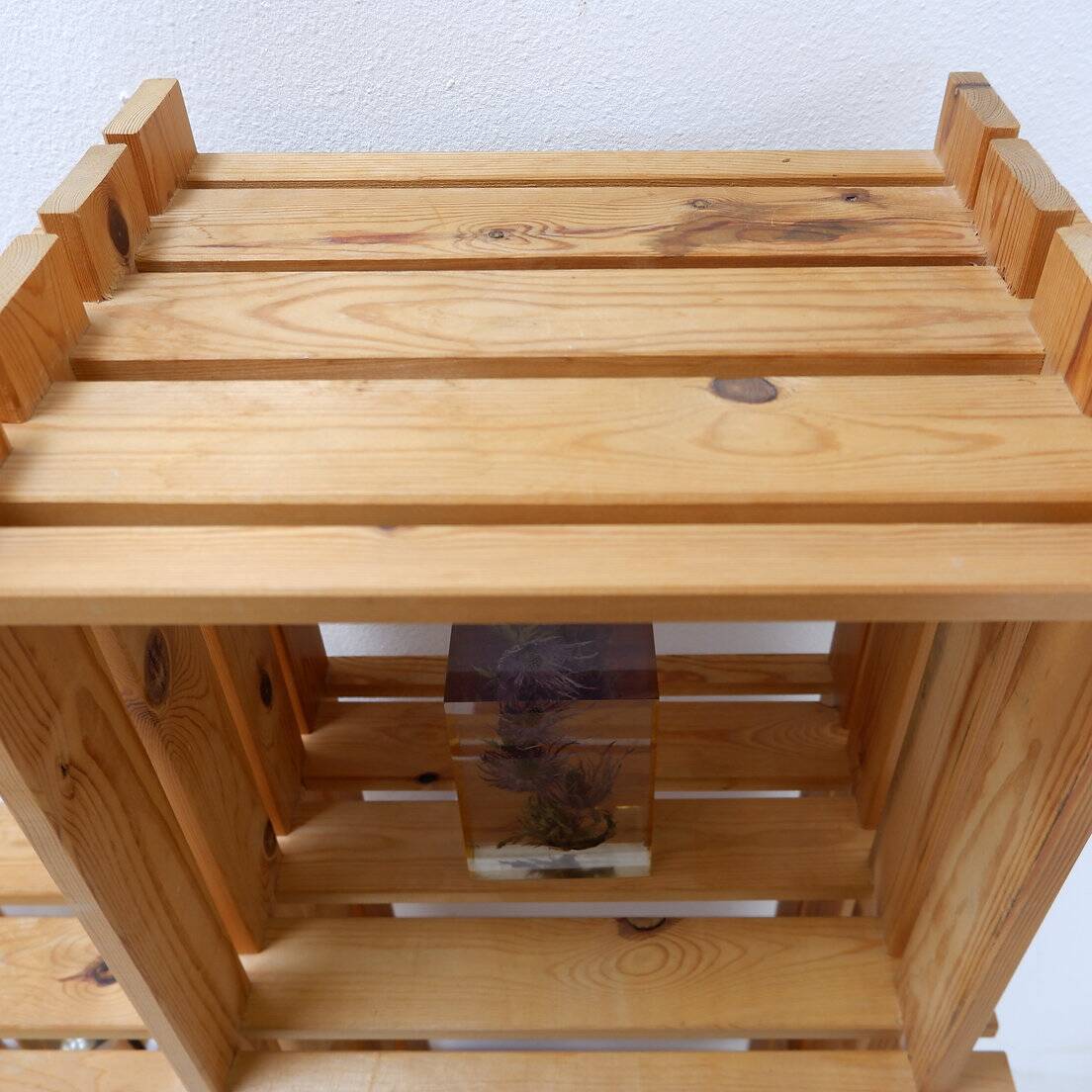 Vintage pine staircase shelf bookcase - Maison Regain style