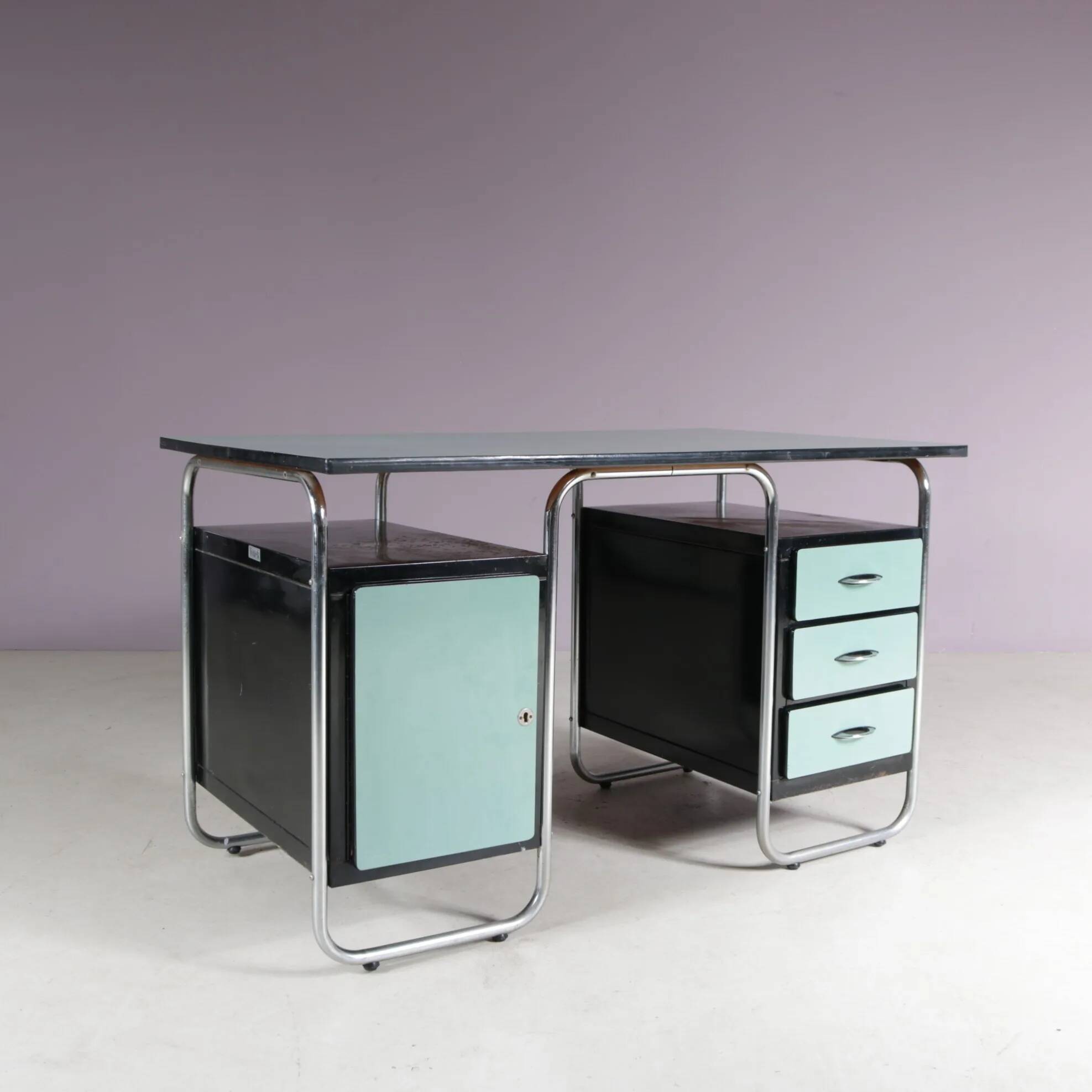 Bauhaus style desk from the 1950s by Torck, Belgium.