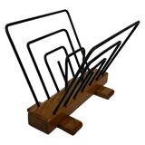 Vintage Reading Basket Steel Oak Magazine Rack 50's design