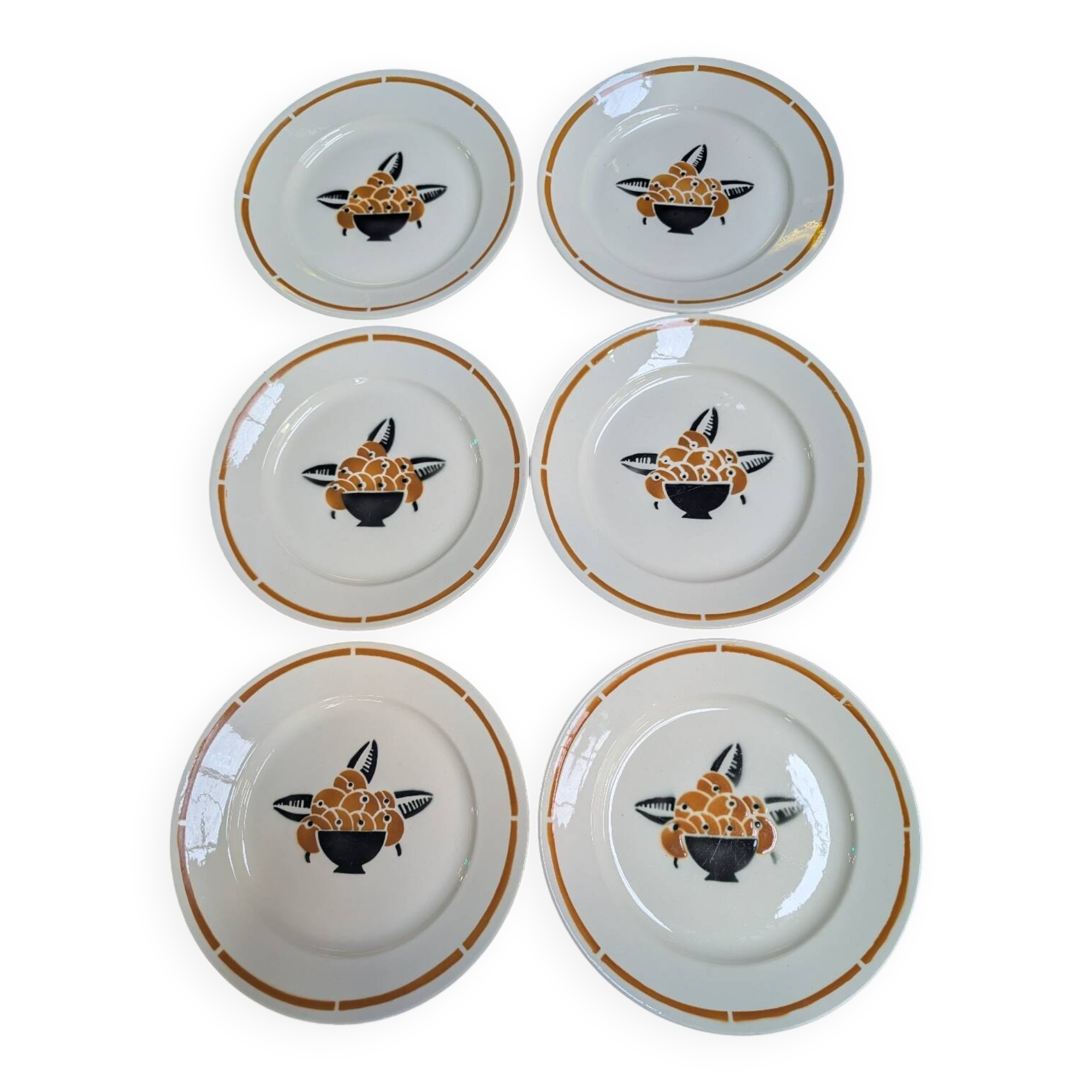 Set of 6 vintage Badonviller France "Jade" dinner plates